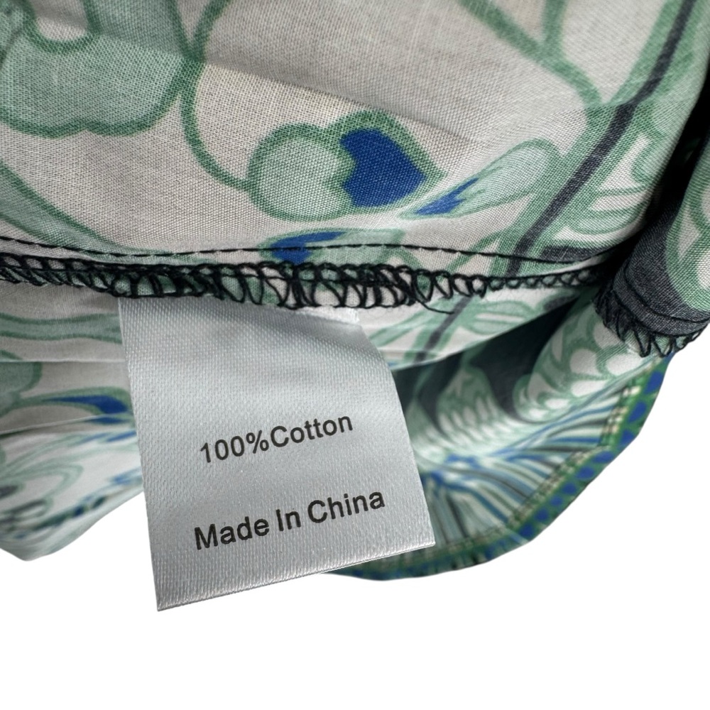 Tuckernuck NEW Batik Floral Lyles Green Blue Puff Sleeve Belted Midi Dress M - Picture 11 of 12